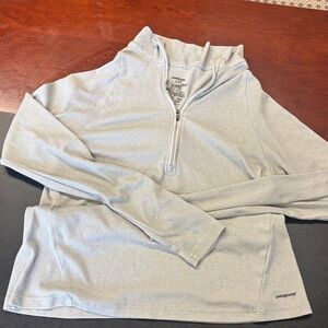 Patagonia Light Gray Quarter-Zip Pullover - Capilene 2 Large